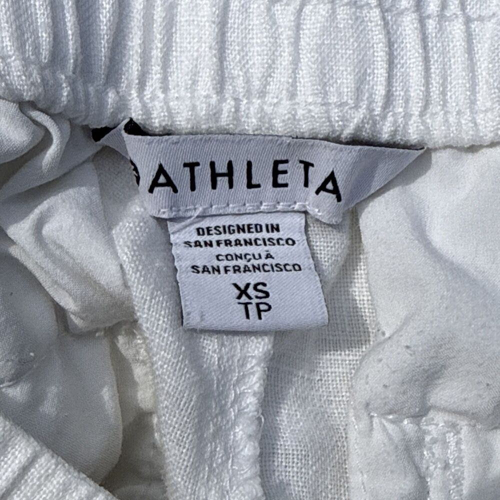 Athleta XS Retreat Linen High Rise Ankle Pants Relaxed White Summer Pants - Picture 4 of 13